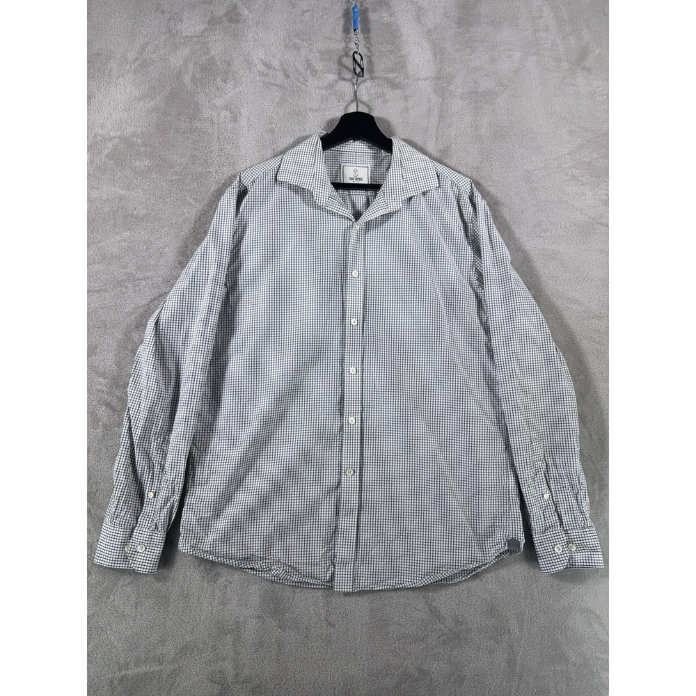 Todd Snyder Button Down Shirt Mens Size 34/35 White Check Gingham Dress